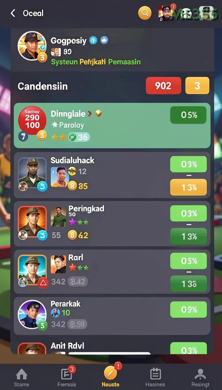 Cuplikan layar PESGSLOT — menu navigasi